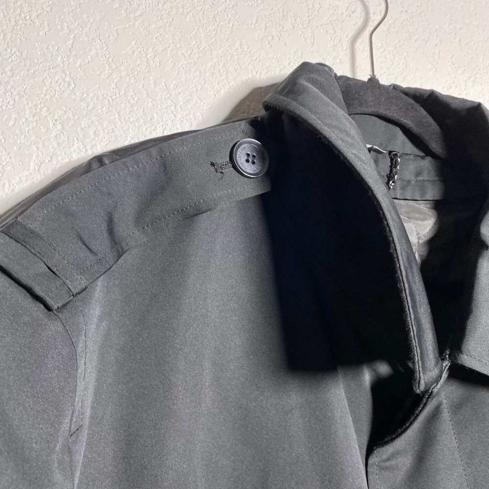 NWOT American Airlines Mens XL Black Quilted Lined Overcoat Long Trench Coat - Picture 11 of 14